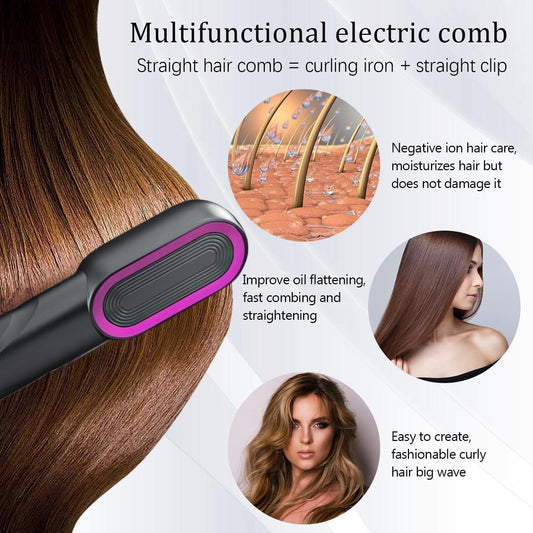 Wireless Hair Straightening Comb – USB Rechargeable & Fast Heating - Luluat